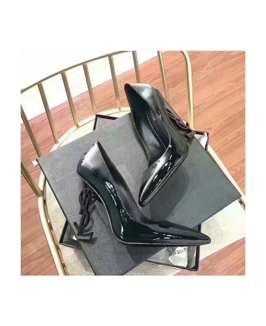 Saint Laurent Ysl Opyum Patent Leather Pumps In Black