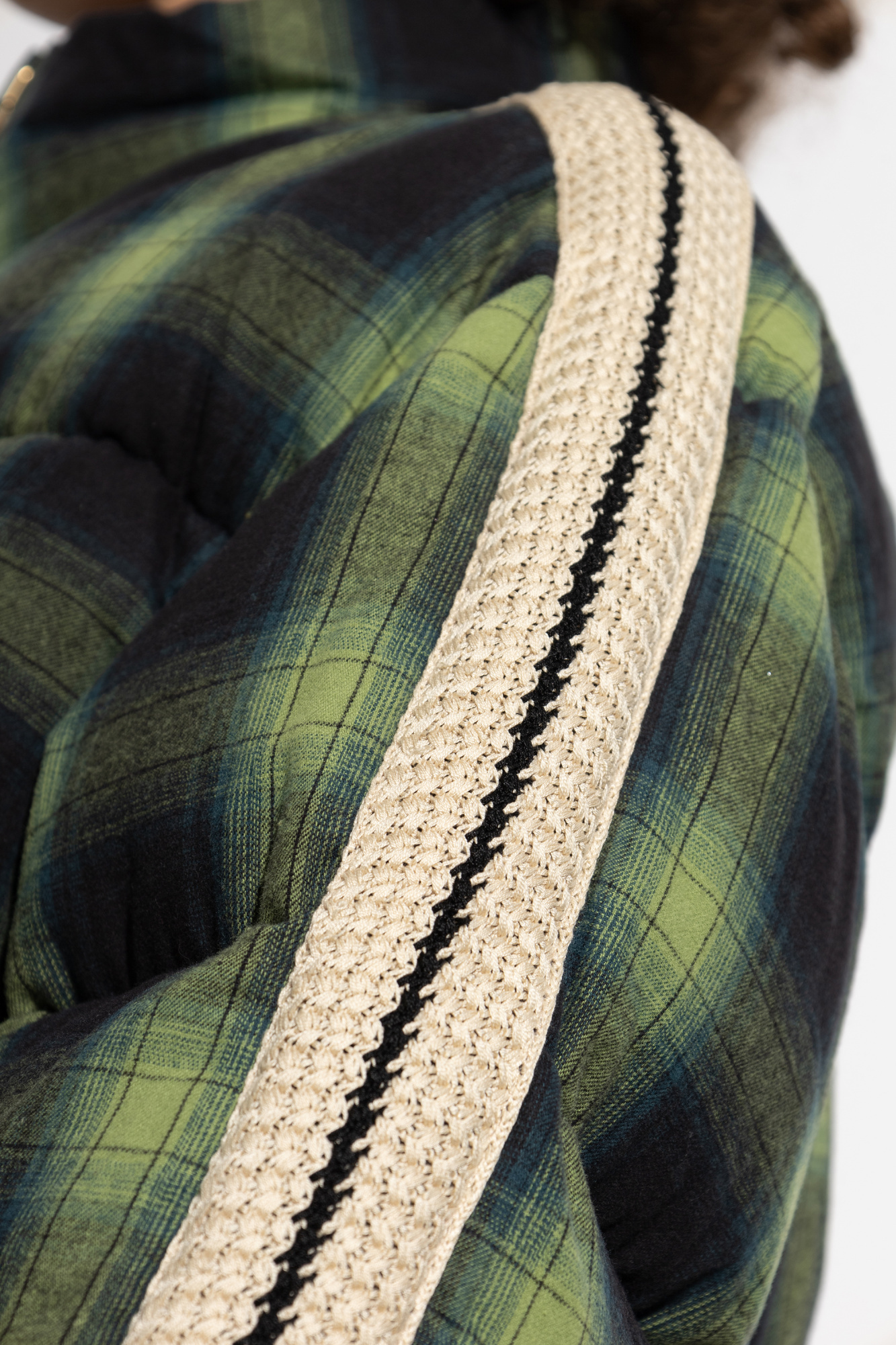 Palm Angels Check-pattern Puffer Jacket In Green