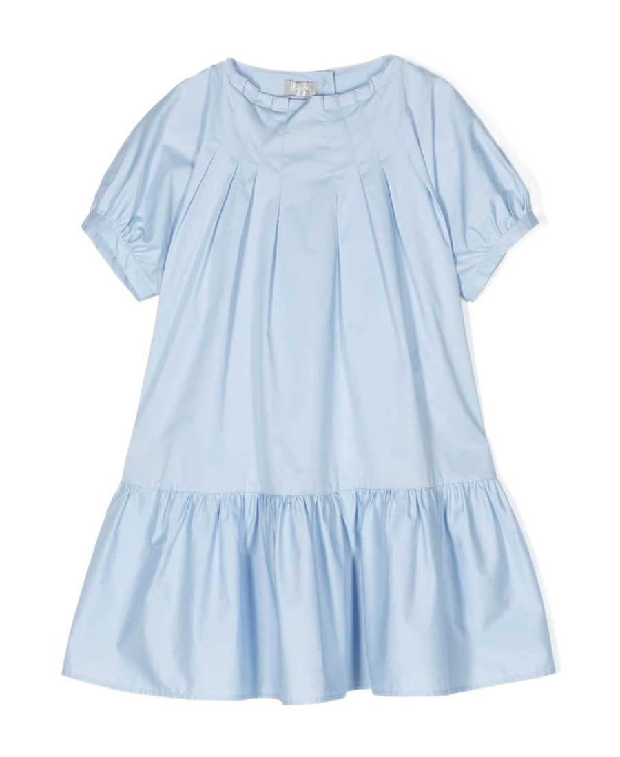 Il Gufo Ruffle-trim Cotton Dress In Blue
