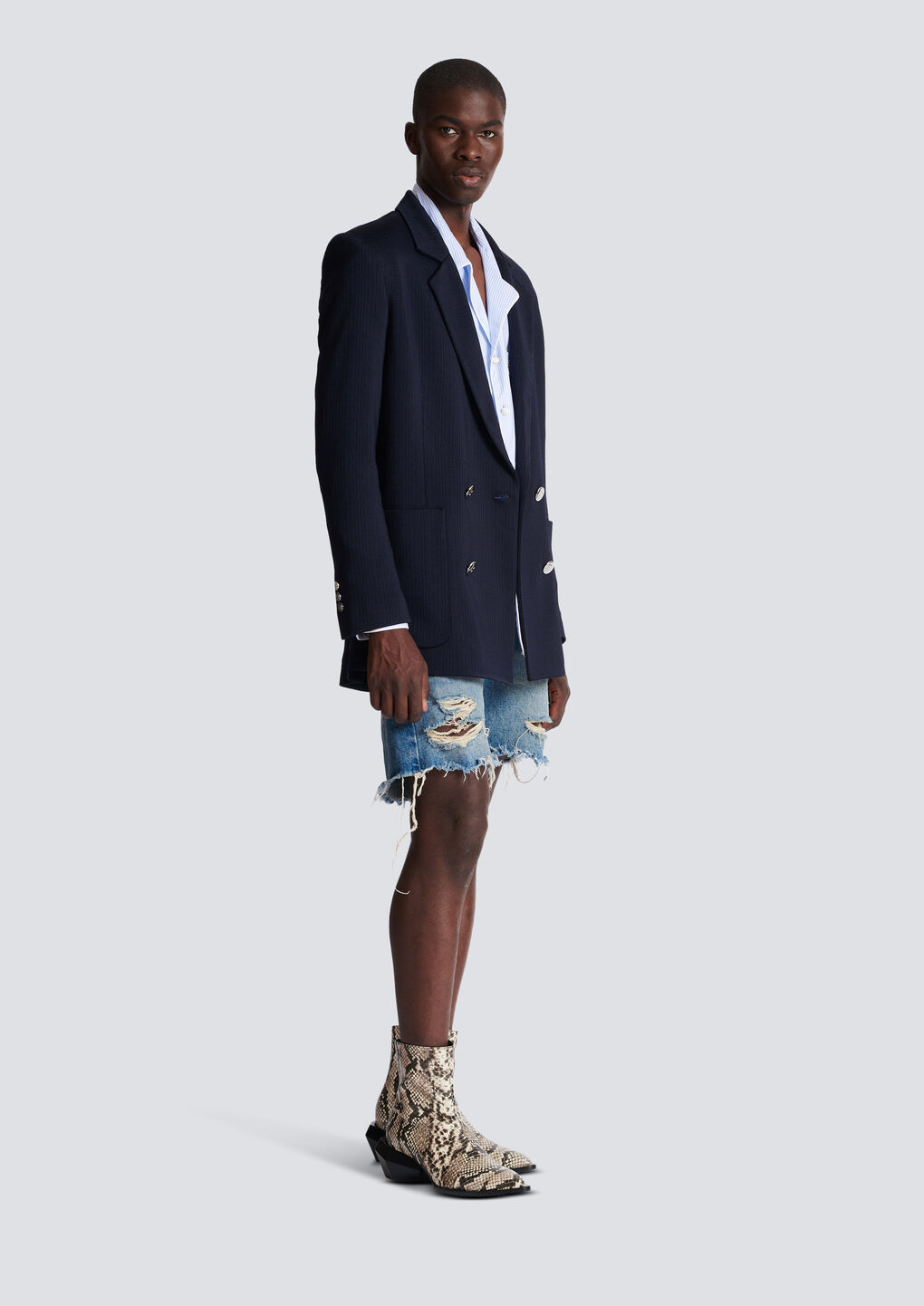 Shop Balmain Casual Mini Monogram Blazer In Black