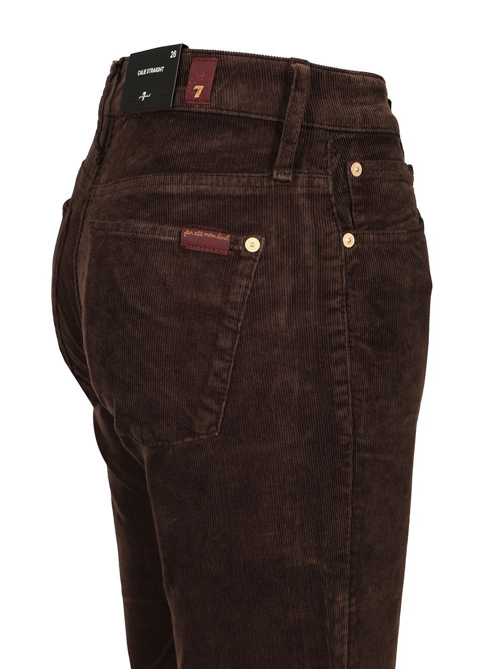 7 For All Mankind Low-waist Straight-leg Corduroy Pants In Black
