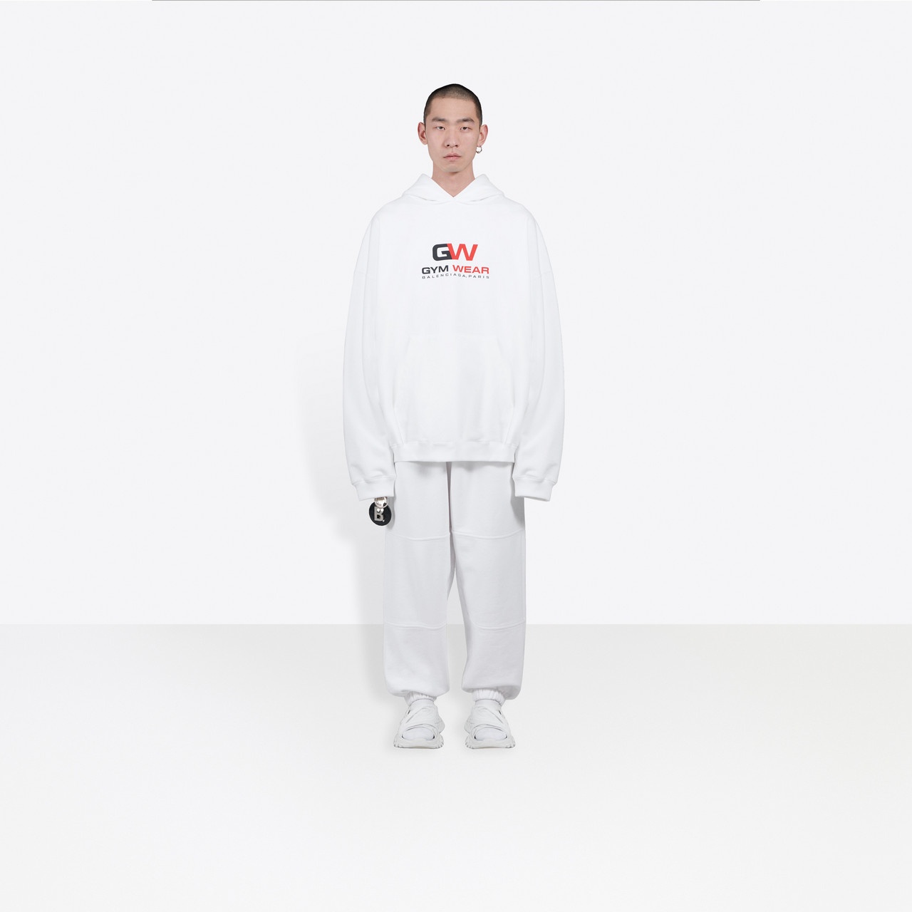 Balenciaga Printed Hooded Sweater In White