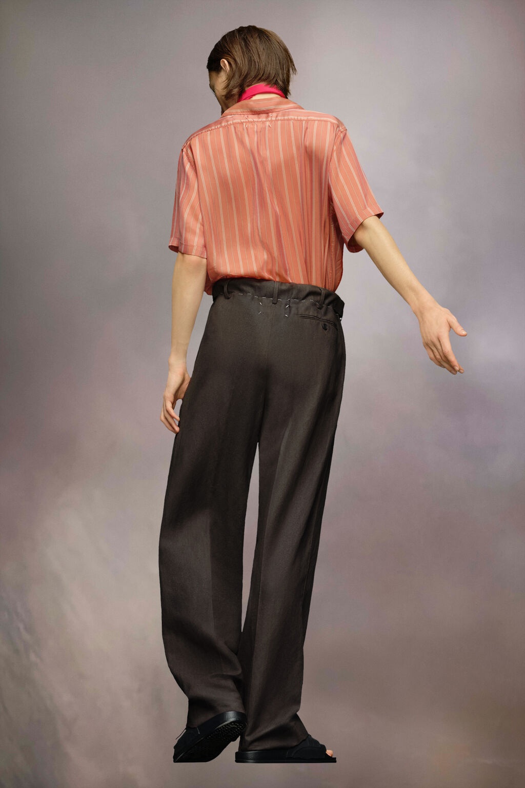 Maison Margiela Straight-leg Drawstring Linen Pants In Brown