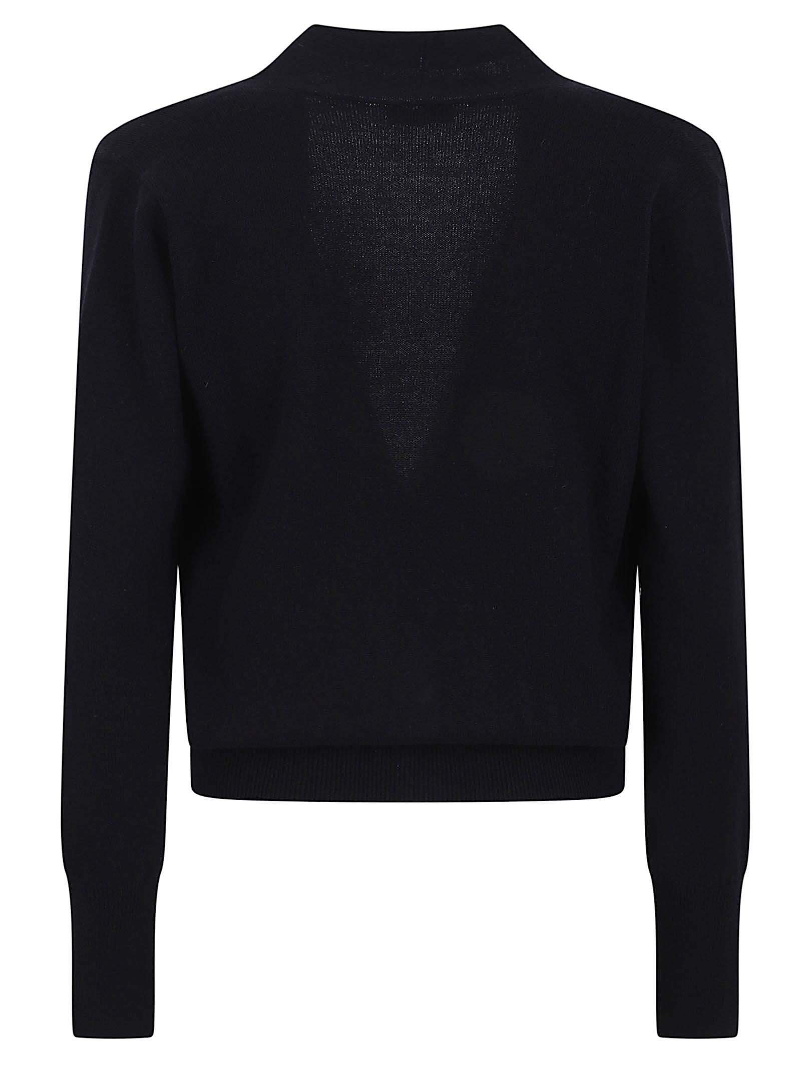 Peserico Long Sleeve V-neck Knit Sweater In Black