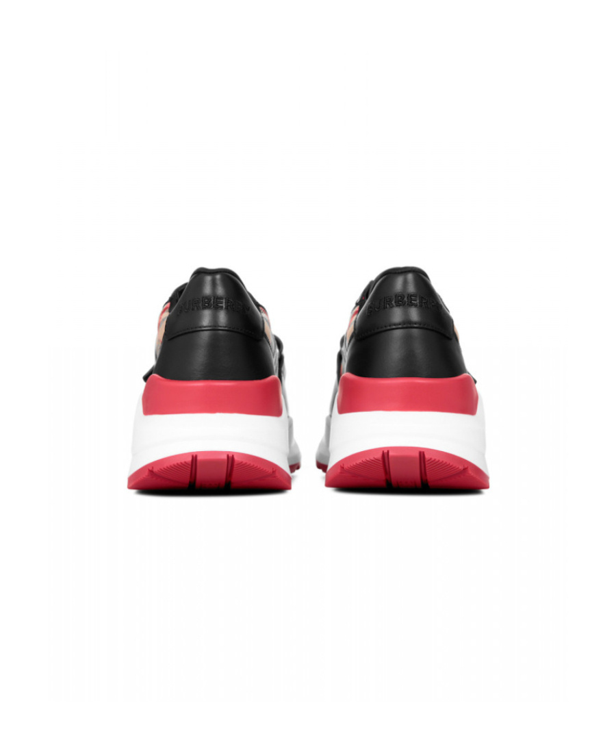 Burberry Ramsey Vintage Check Red Sole Low-top Sneakers In Black