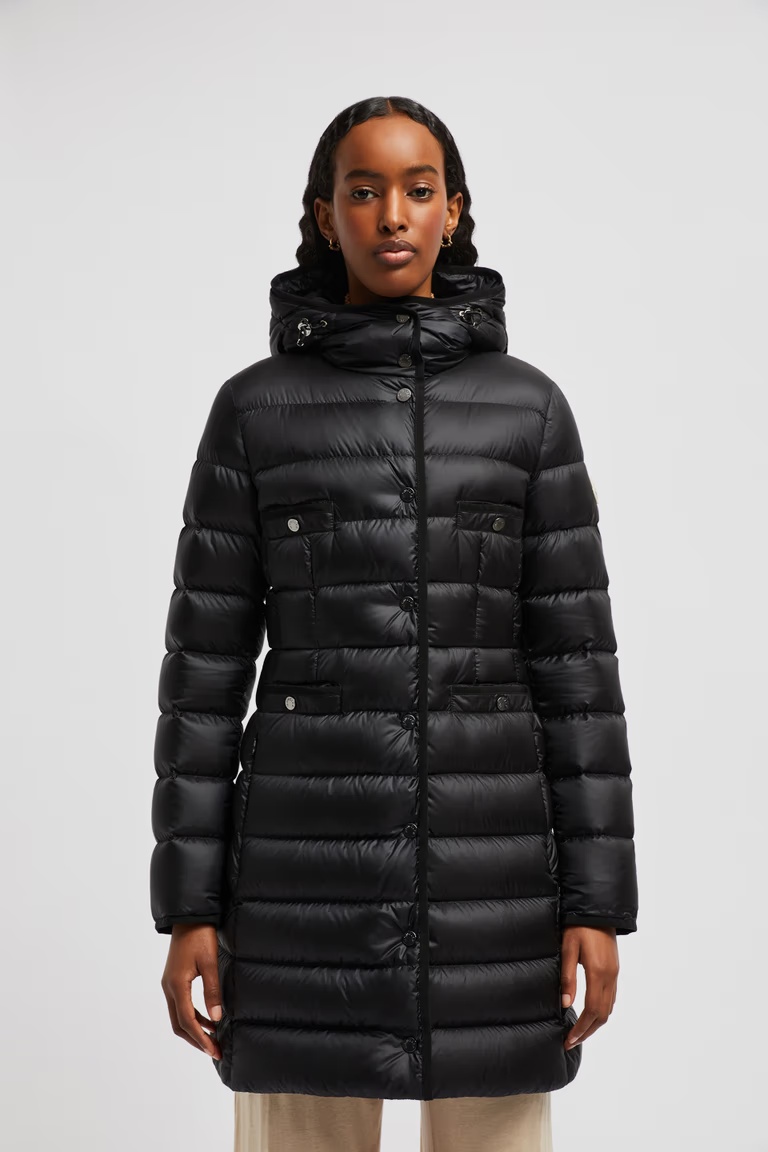 Moncler Hirma Long Down Jacket Black In Black