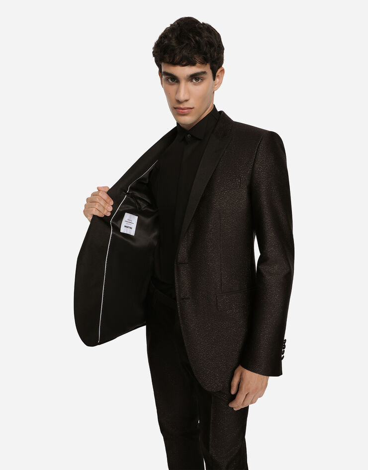 Dolce & Gabbana Glittered Single-breasted Blazer In Black