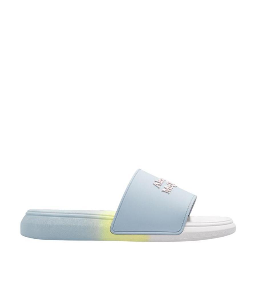Alexander Mcqueen Logo-patch Open-toe Slides In Multicolor