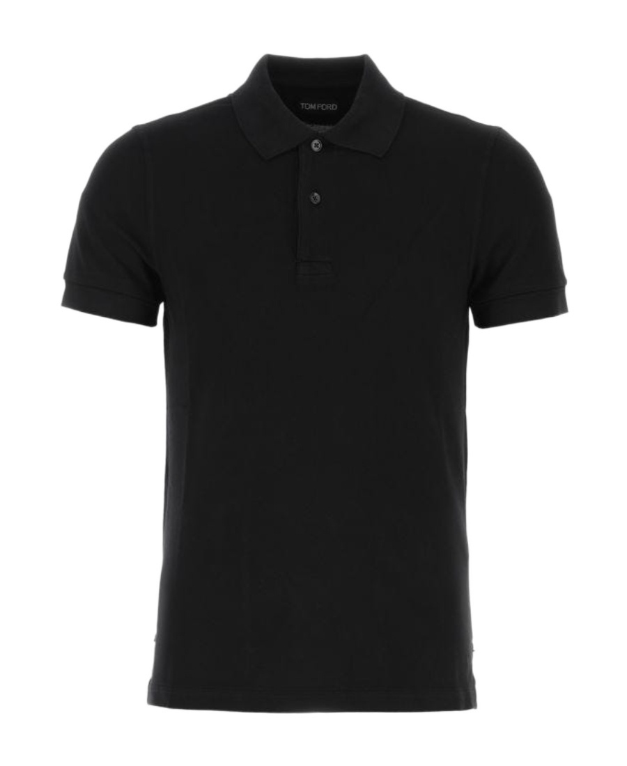 Tom Ford Classic Black Pique Polo With Textured Finish In Orange