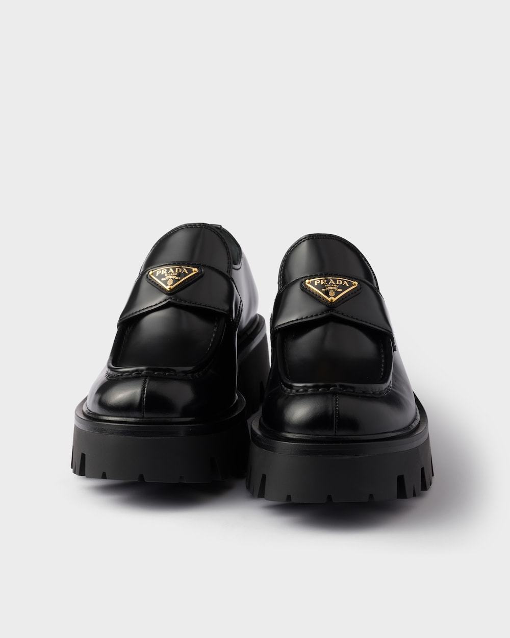 Prada Modern Loafers With Chunky Sole Design In Black