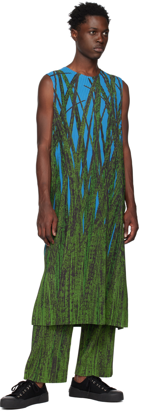 ISSEY MIYAKE ABSTRACT-PRINT PLISSÉ TROUSERS