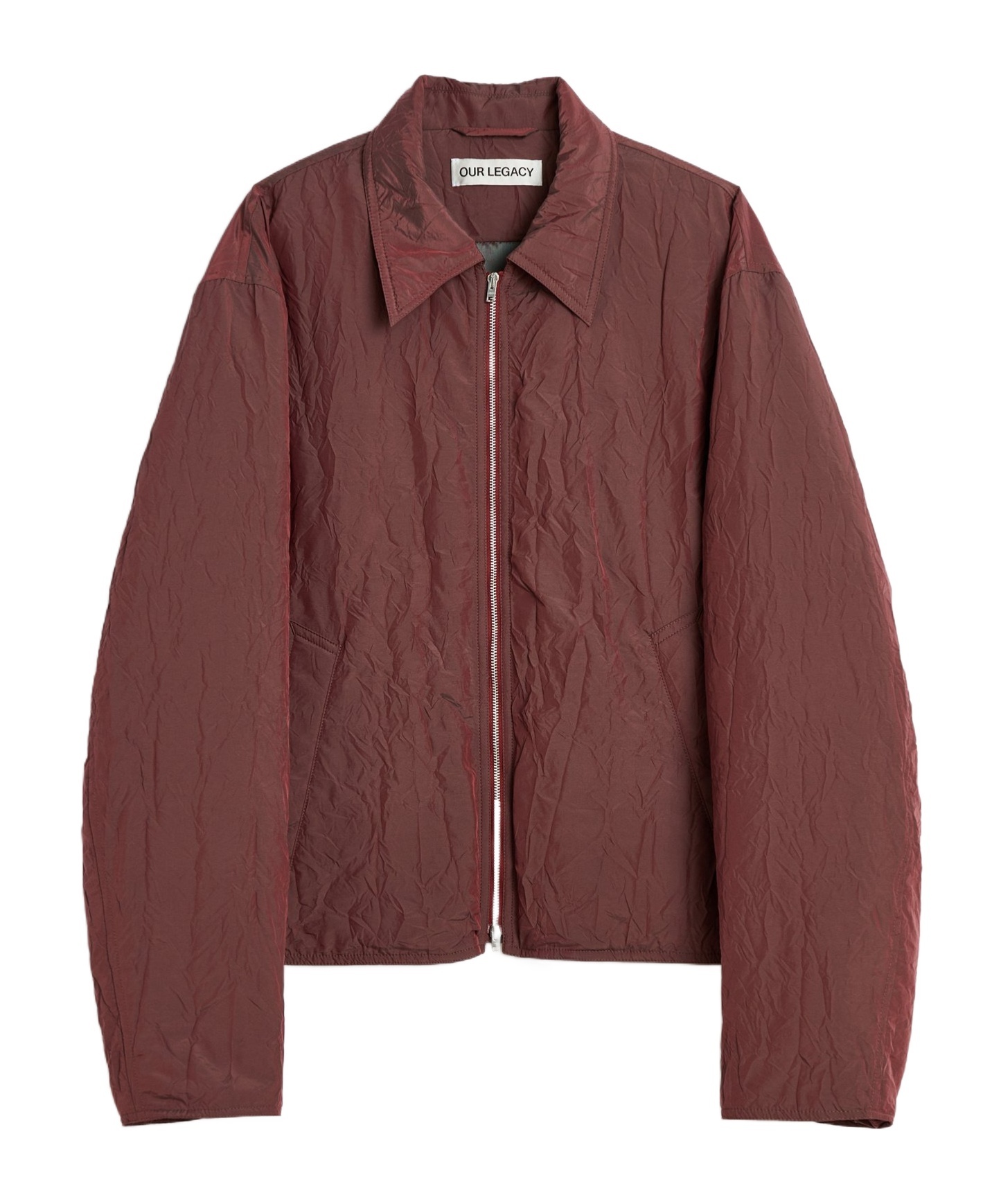 Our Legacy Mens Shining Cherry Slight Classic-collar Nylon Jacket In Red