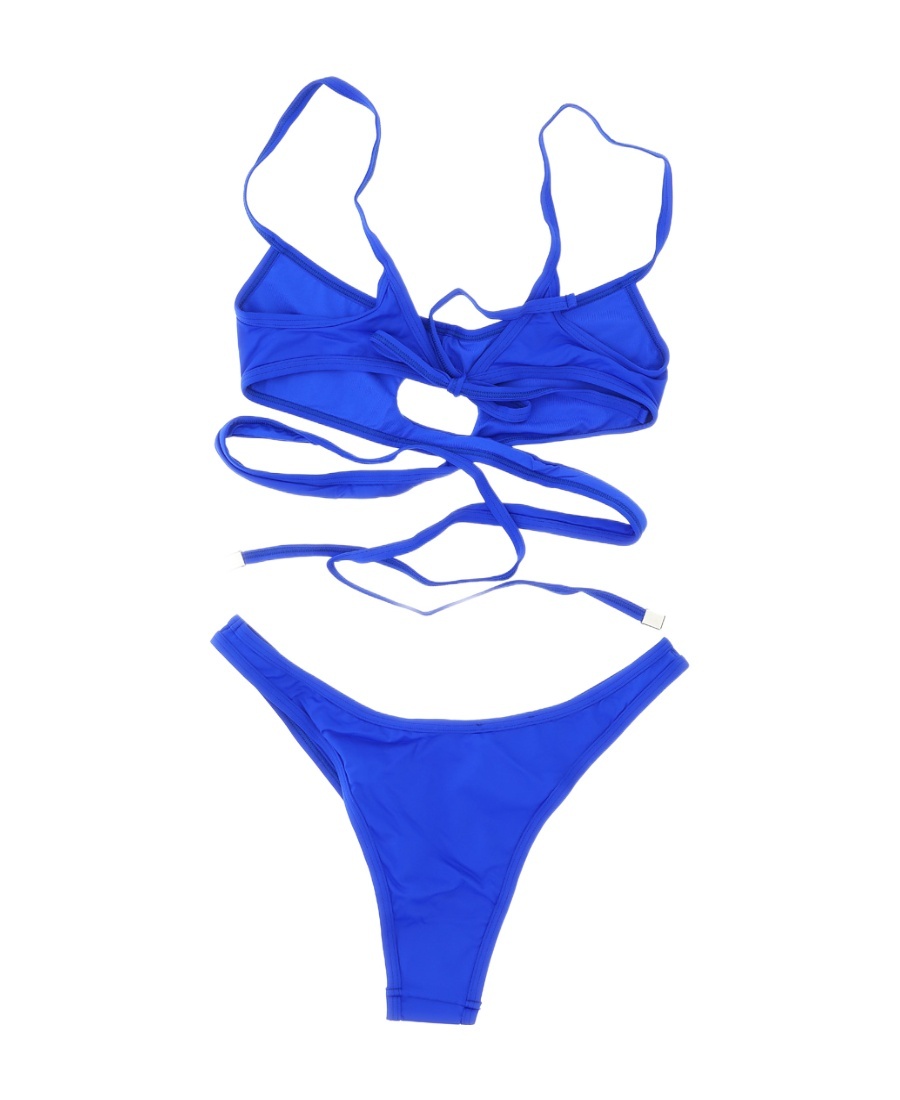 Attico Cut-out Wraparound Bikini In Blue