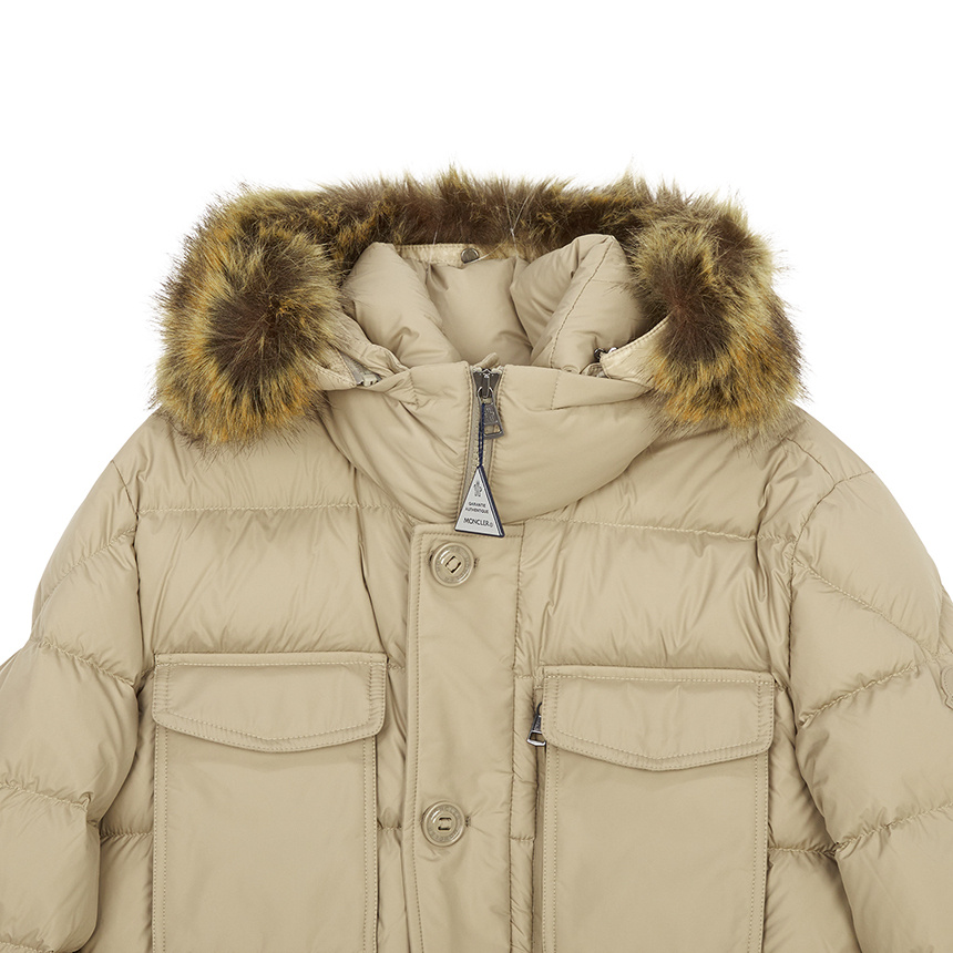 Moncler Hooded Down Jacket In Nude