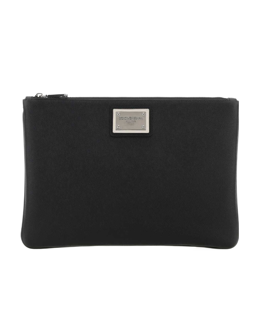 Dolce & Gabbana Logo-plaque Clutch Bag In Black