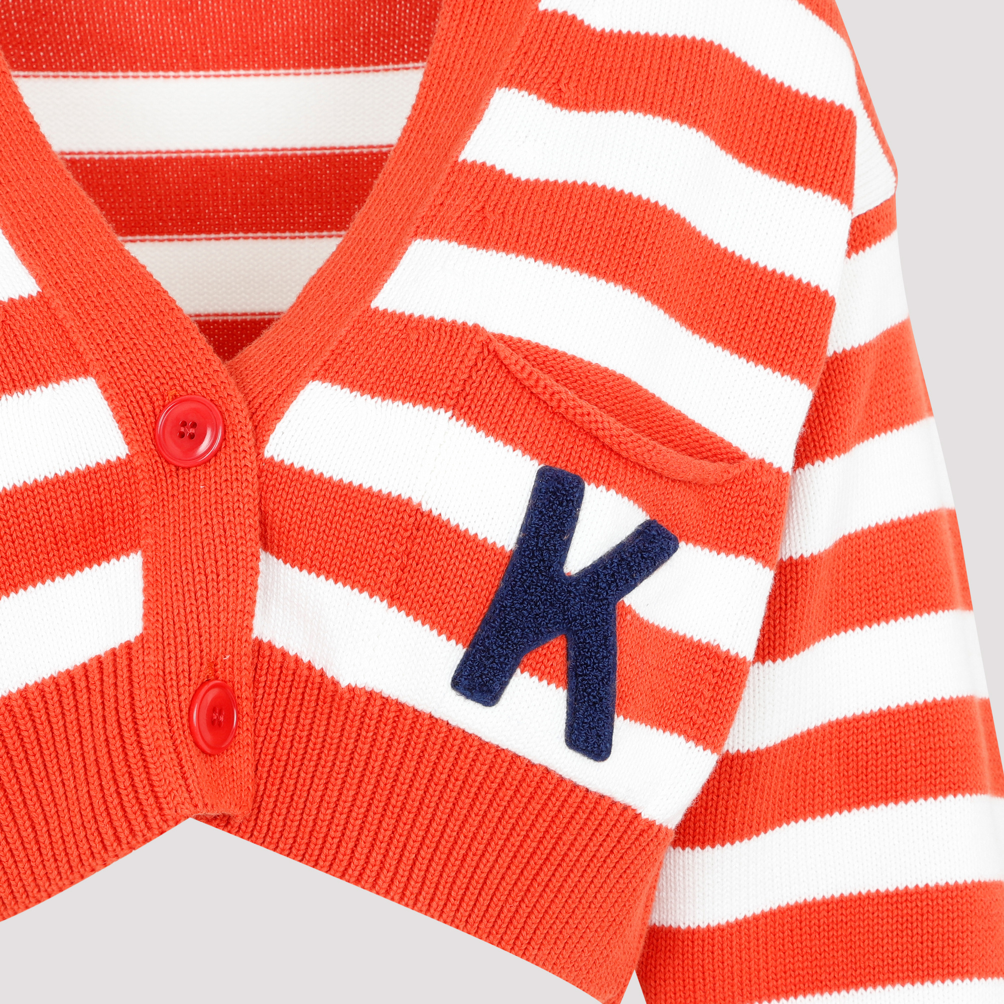 Kenzo Nautical Cotton Knit Cardigan In White