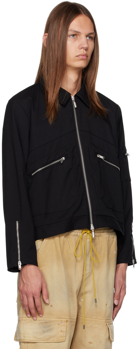 Rhude Jacket Zippered Pocket Stand Collar In Black