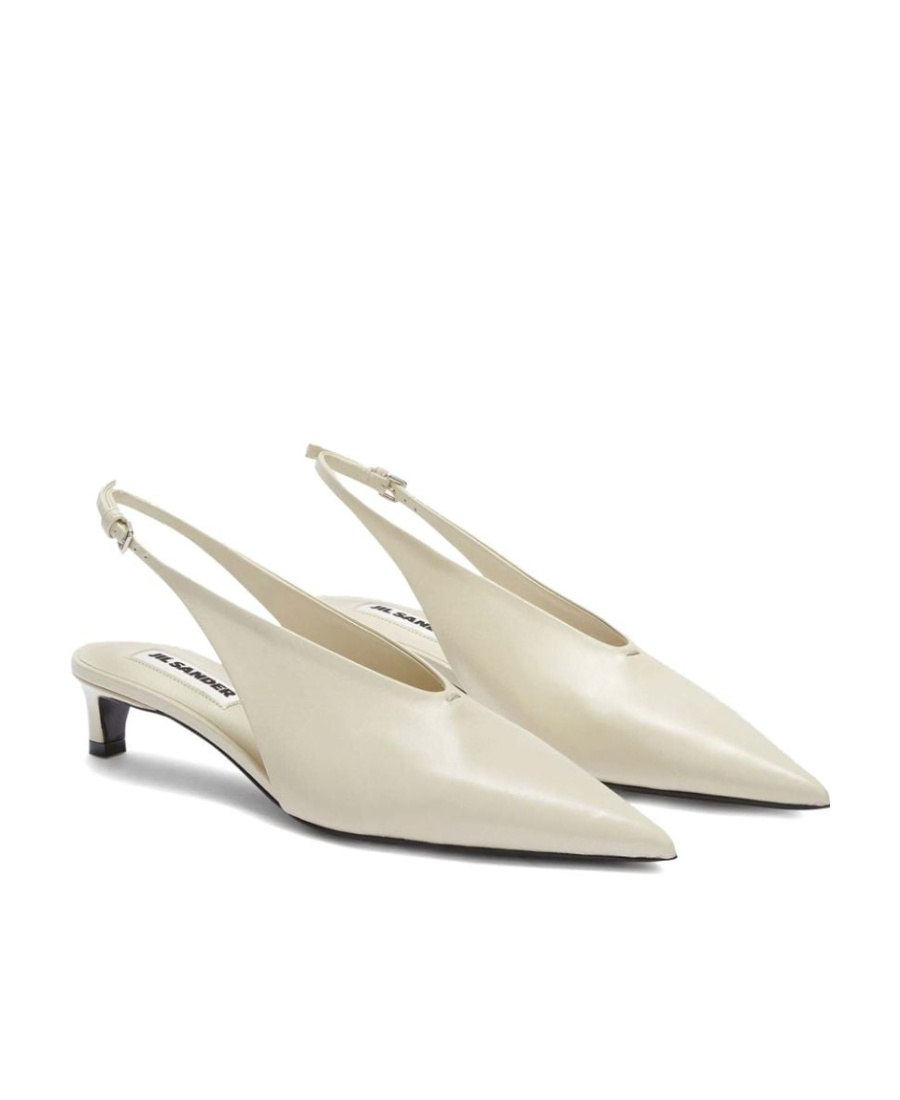 Jil Sander Pointed-toe Leather Slingback Pumps In Nude