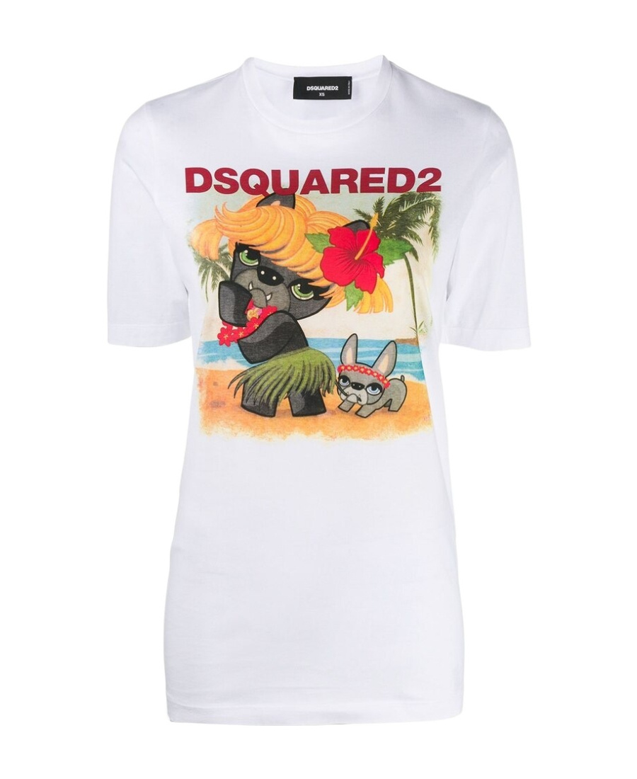 Dsquared2 Holiday Pug T-shirt In White