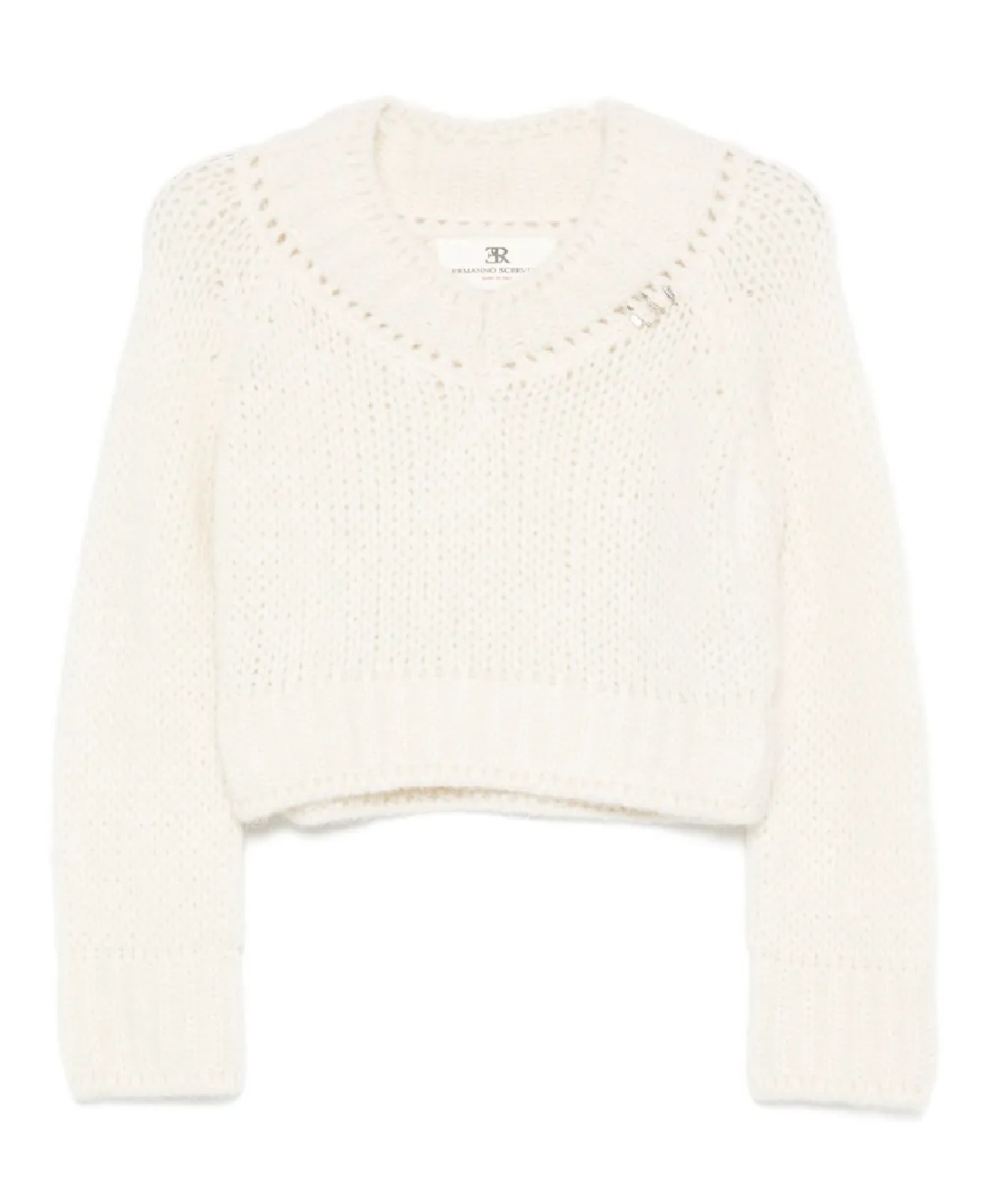 Ermanno Scervino Long Sleeve V-neck Sweater In Neutral