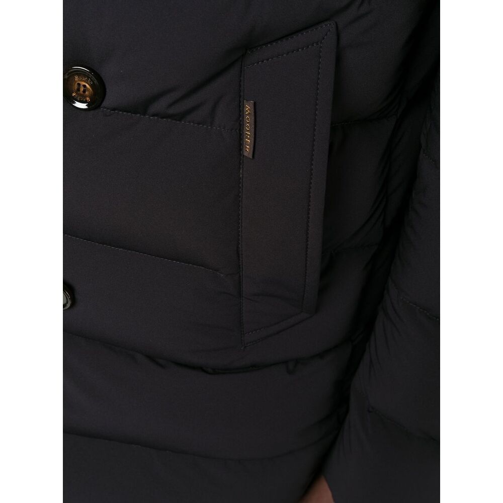 Moorer Double-breasted Hooded Quilted Down Jacket In Black