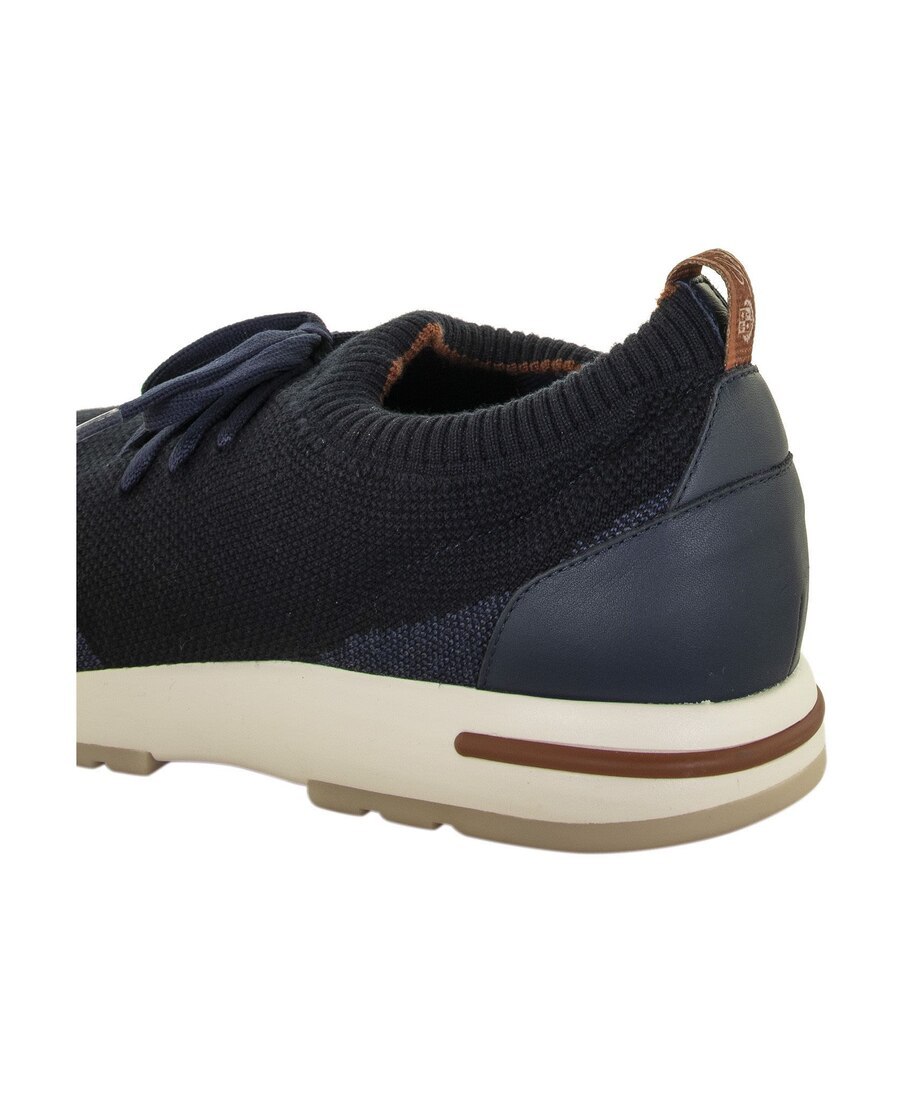 Loro Piana 360 Flexy Walk Leather-trimmed Knitted Wool Sneakers In Black