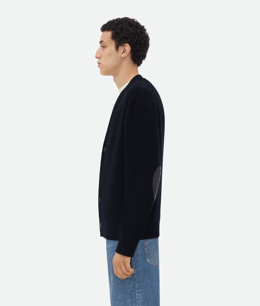Bottega Veneta Intrecciato-patches Cardigan In Black