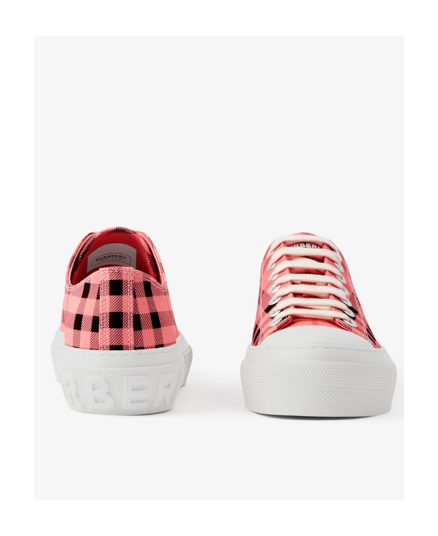 Burberry Check-print Lace-up Sneakers In Pink