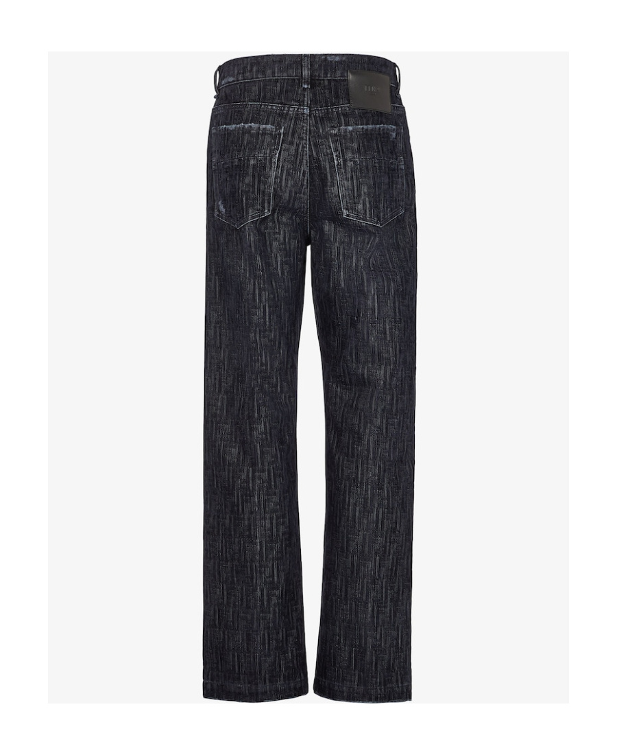 Fendi Ff-motif Flocked Jeans In Blue