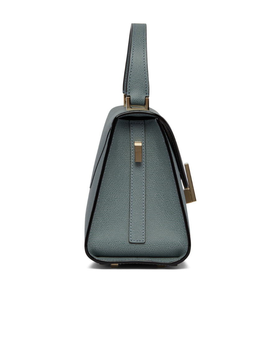 Valextra Iside Foldover Mini Top Handle Bag In Gray