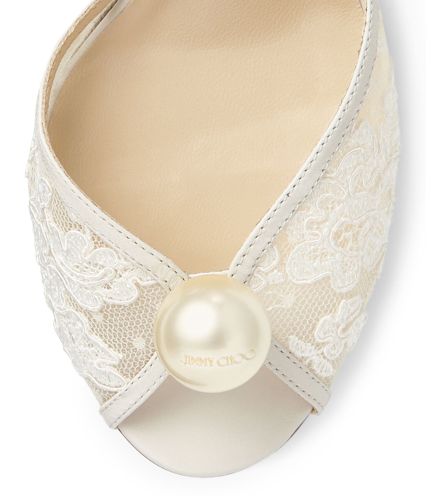 Shop Jimmy Choo Sacora 85 Lace High-heeled Sandals In White