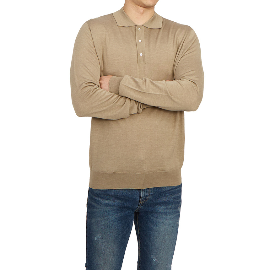 LARDINI LONG-SLEEVE KNITTED POLO SHIRT