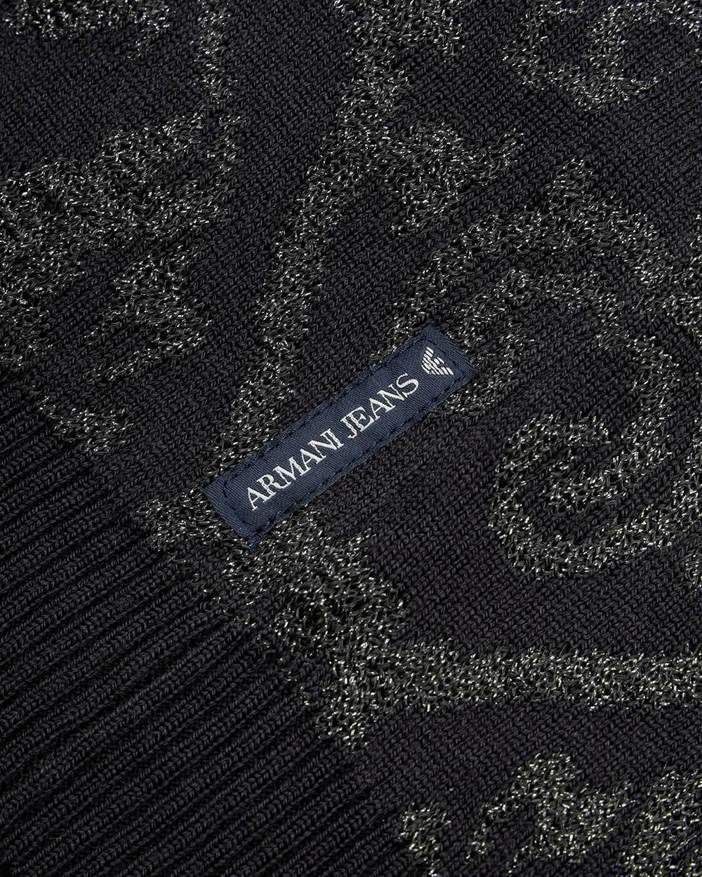 Armani Jeans Logo Knitted Pullover In Black