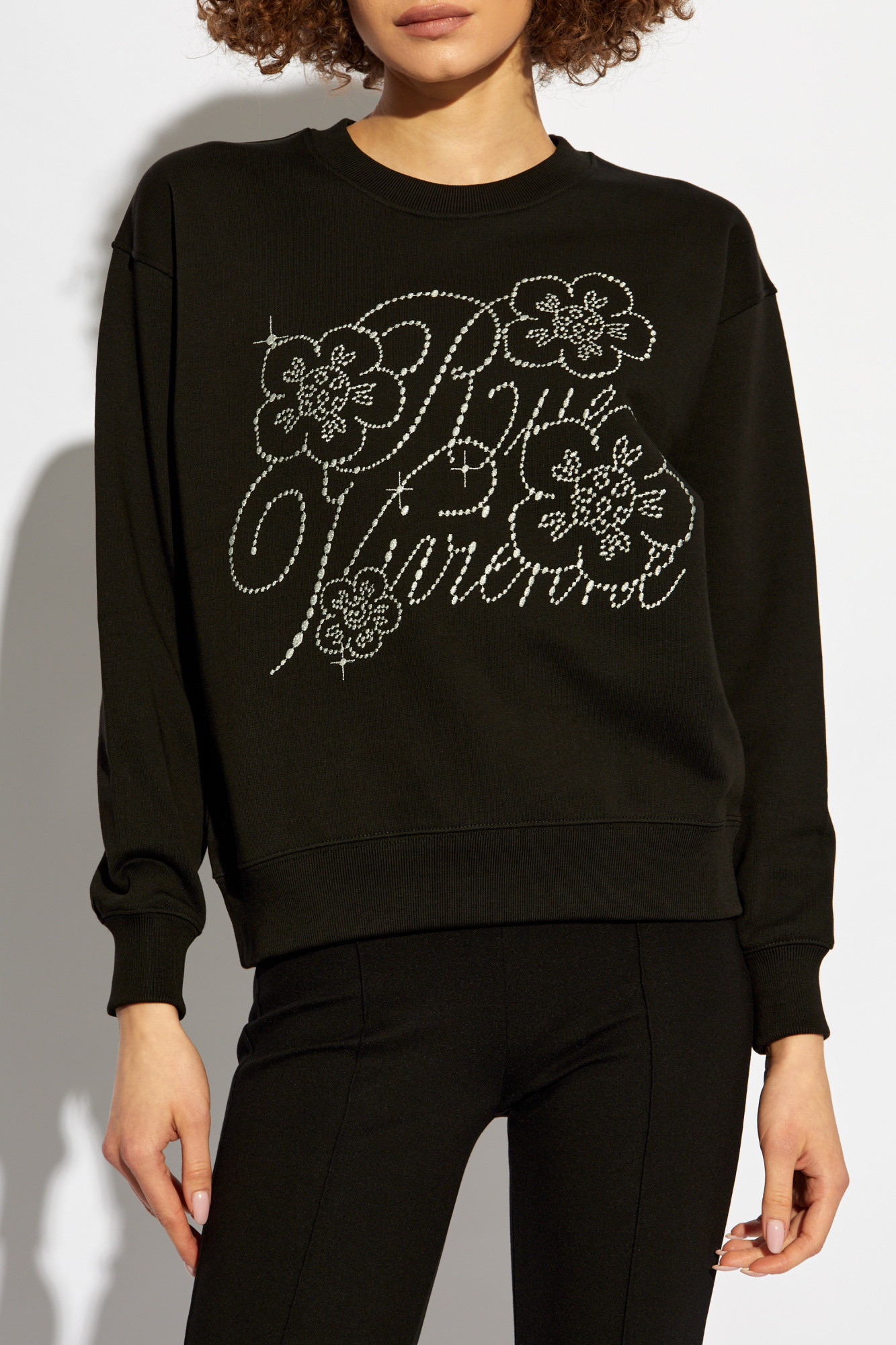 Kenzo Womens Black Constellation Metallic Brand-embroidered Cotton-jersey Sweatshirt In Black