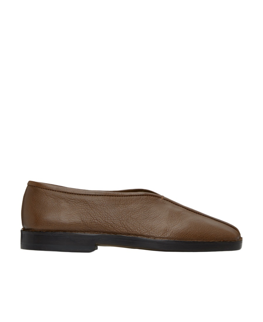 Shop Lemaire Flat Piped Flat Shoes In Brown