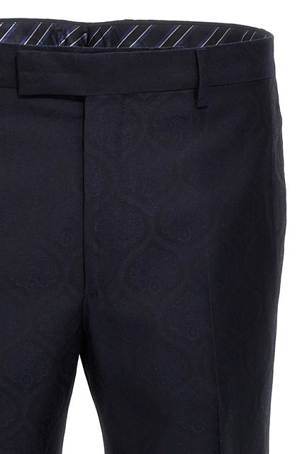 Etro Blue Slim Flat Front Pants In Black