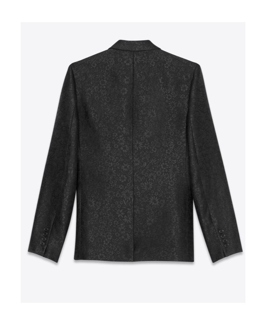 Saint Laurent Floral Jacquard Single-breasted Blazer In Black