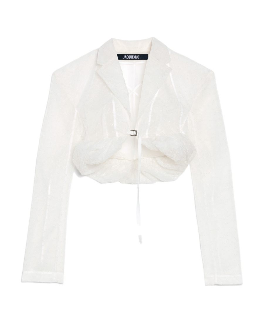 Jacquemus La Veste Dentelle Cropped Jacket In White