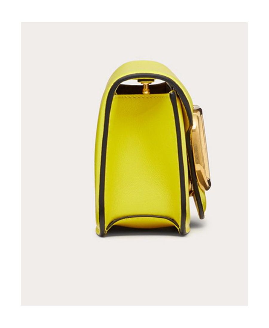 Valentino Locò Vlogo Plaque Foldover Top Shoulder Bag In Yellow
