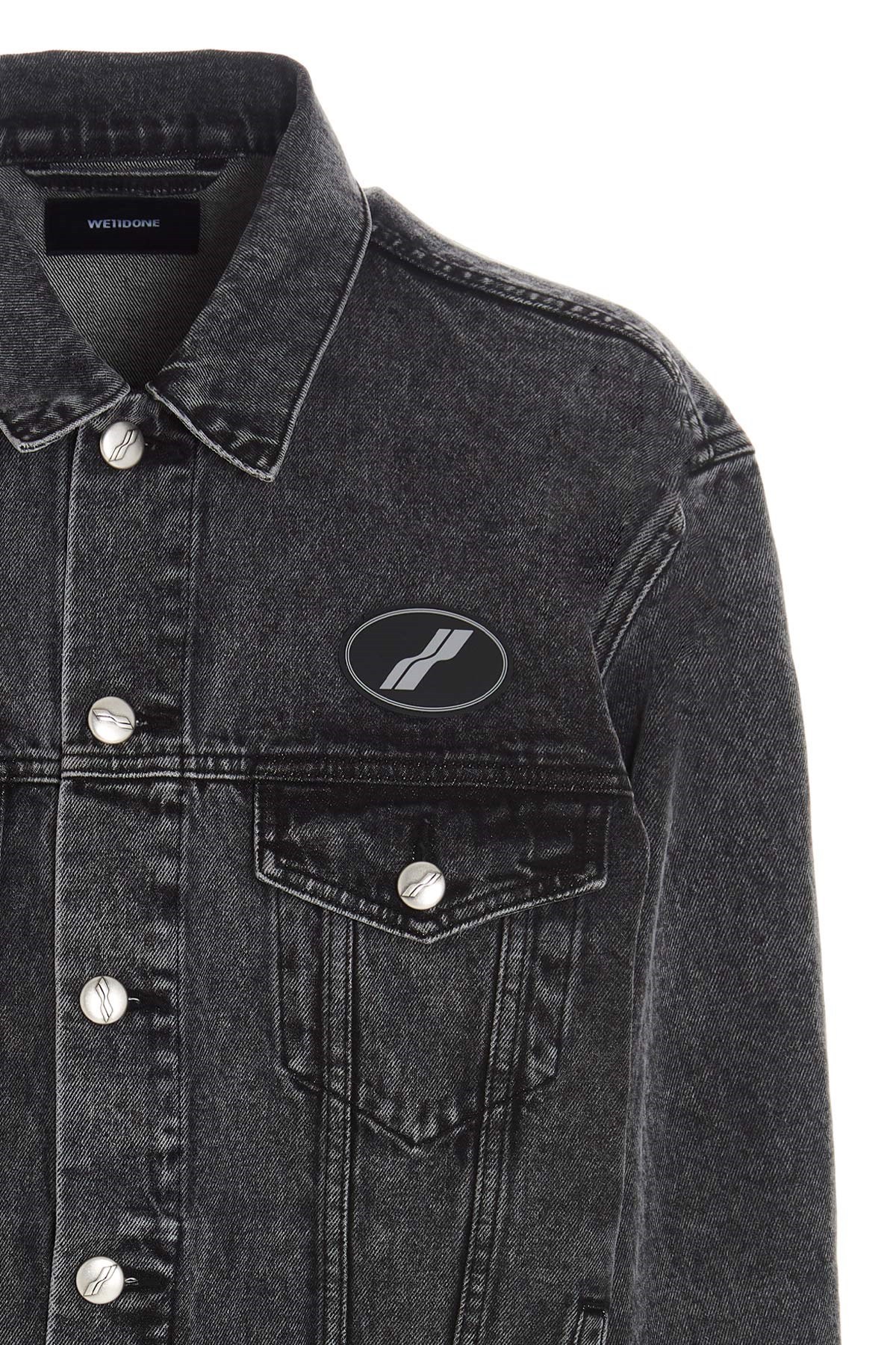 We11 Done Logo Patch Denim Jacket In Black