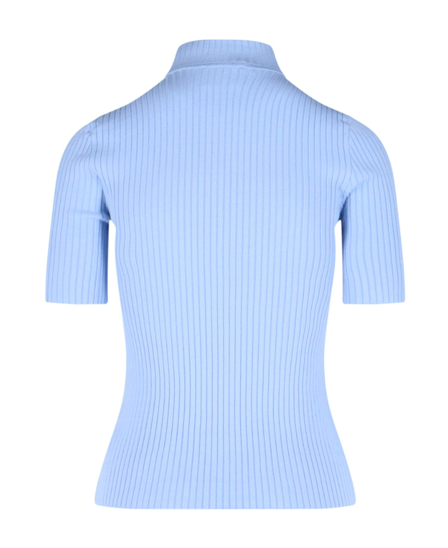 Courrèges Knit Viscose Blend Logo Top In Blue