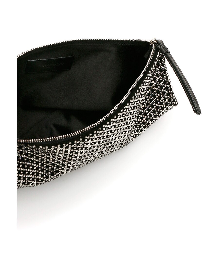 Jimmy Choo Callie Diamond Motif Crystal Hotfix Clutch In Black