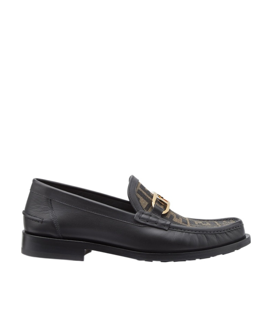 Fendi Men  O' Lock Leather Loafer With Ff Insert In Black