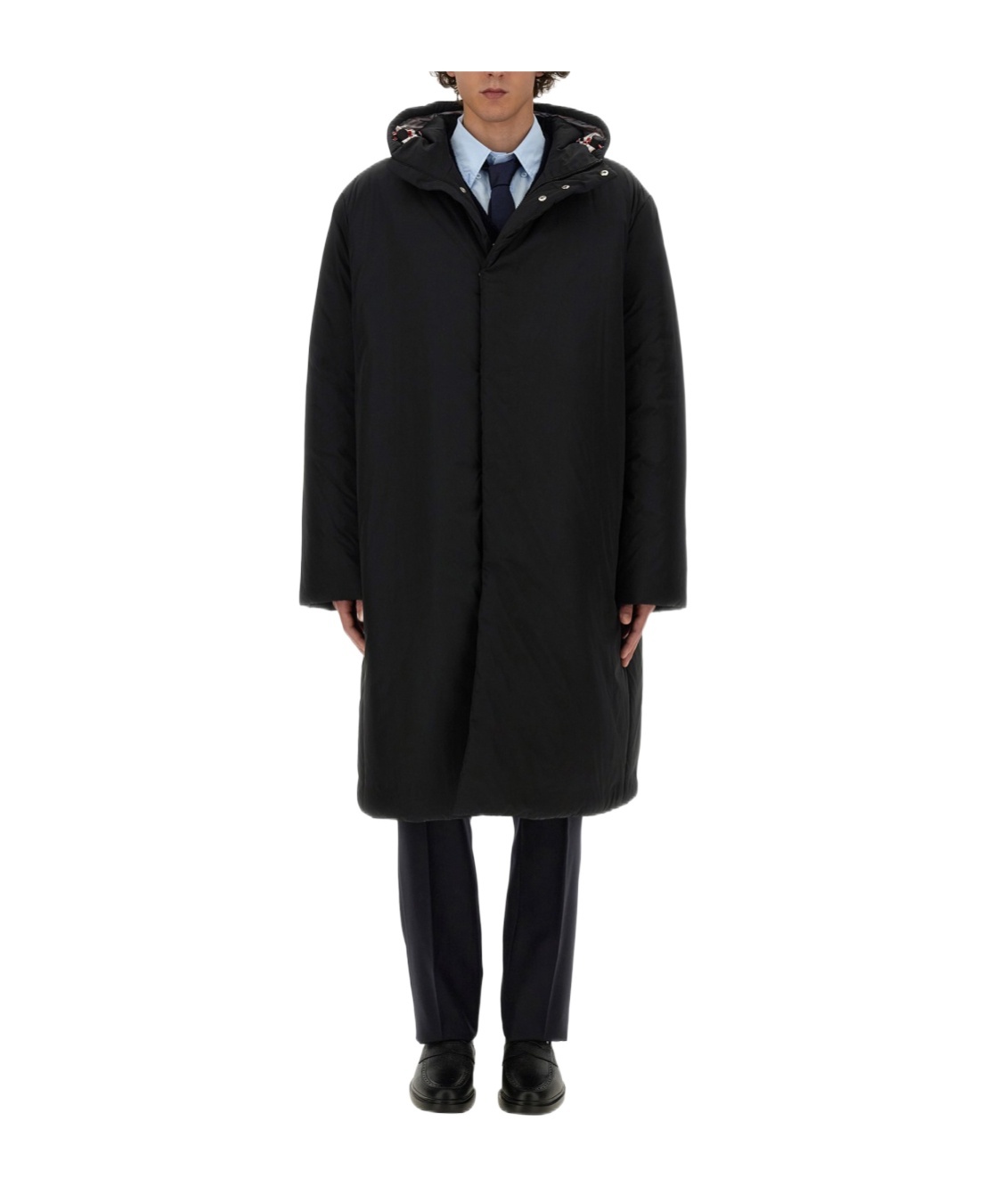 Shop Thom Browne Hodded Padded Maxi Coat In Black