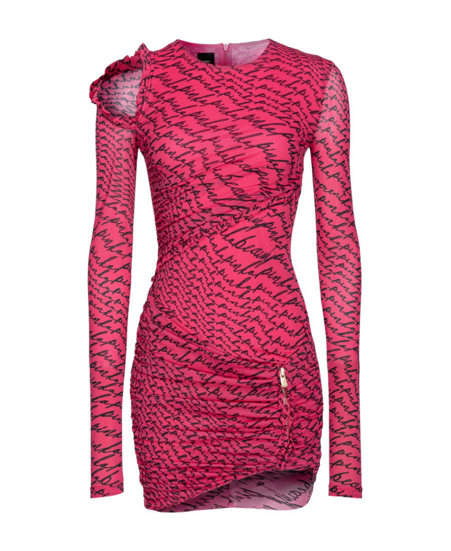 Pinko Logo-print Mini Dress In Red