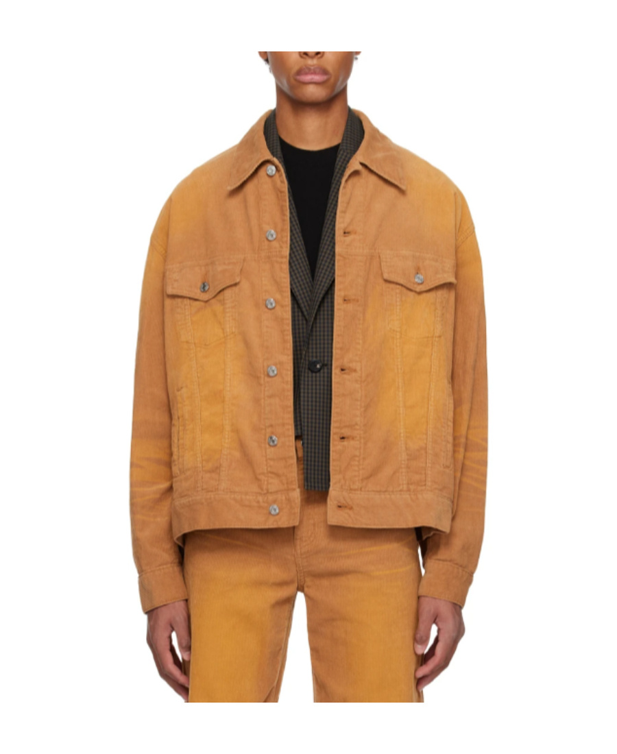 We11 Done Corduroy Denim Coat In Brown