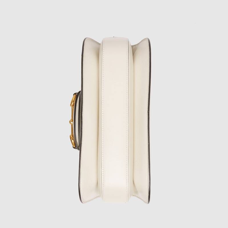 Gucci Horsebit 1955 Leather Shoulder Bag In White