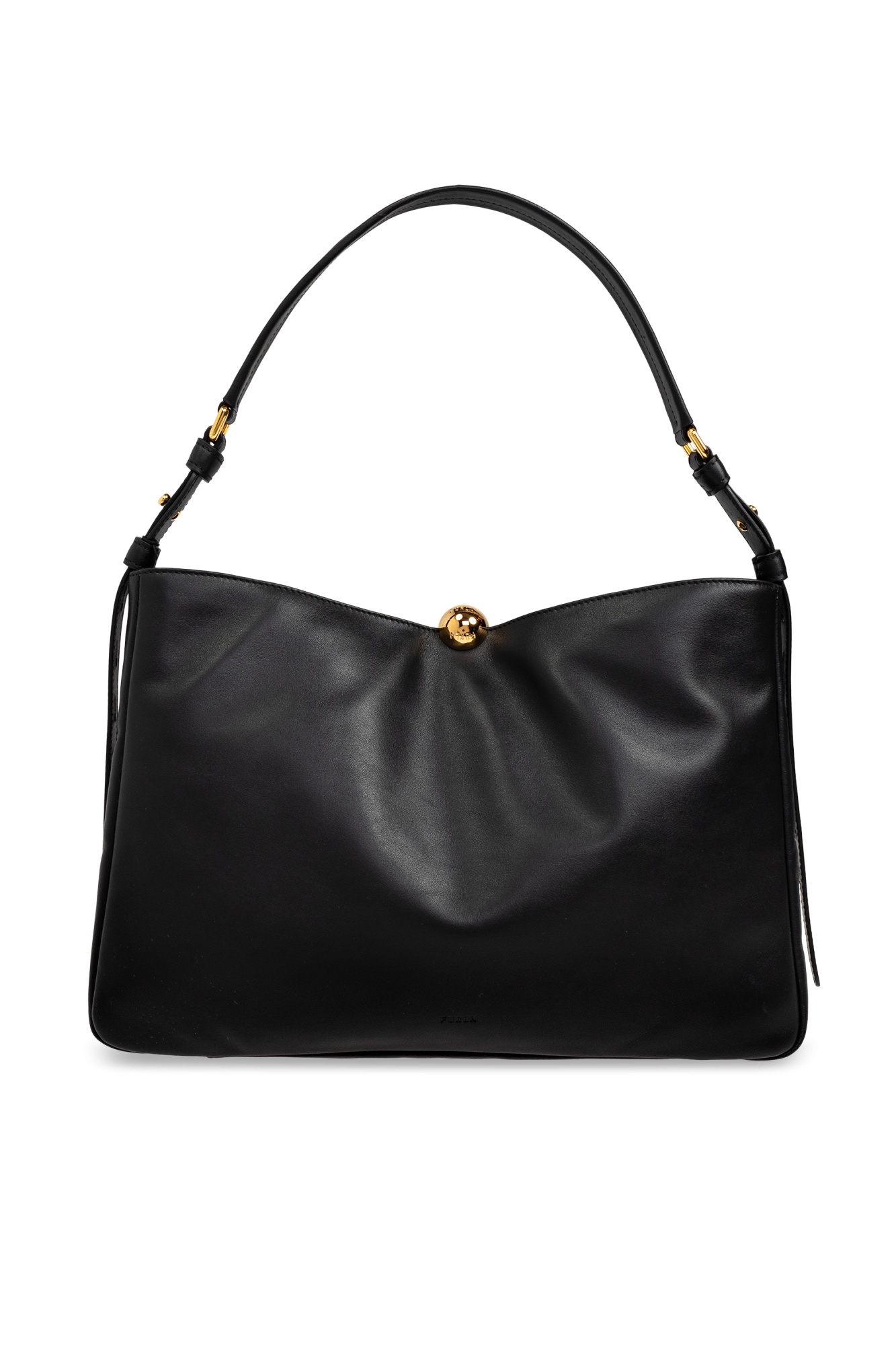Furla Soft Sphere Medium Shoulder Bag In Black