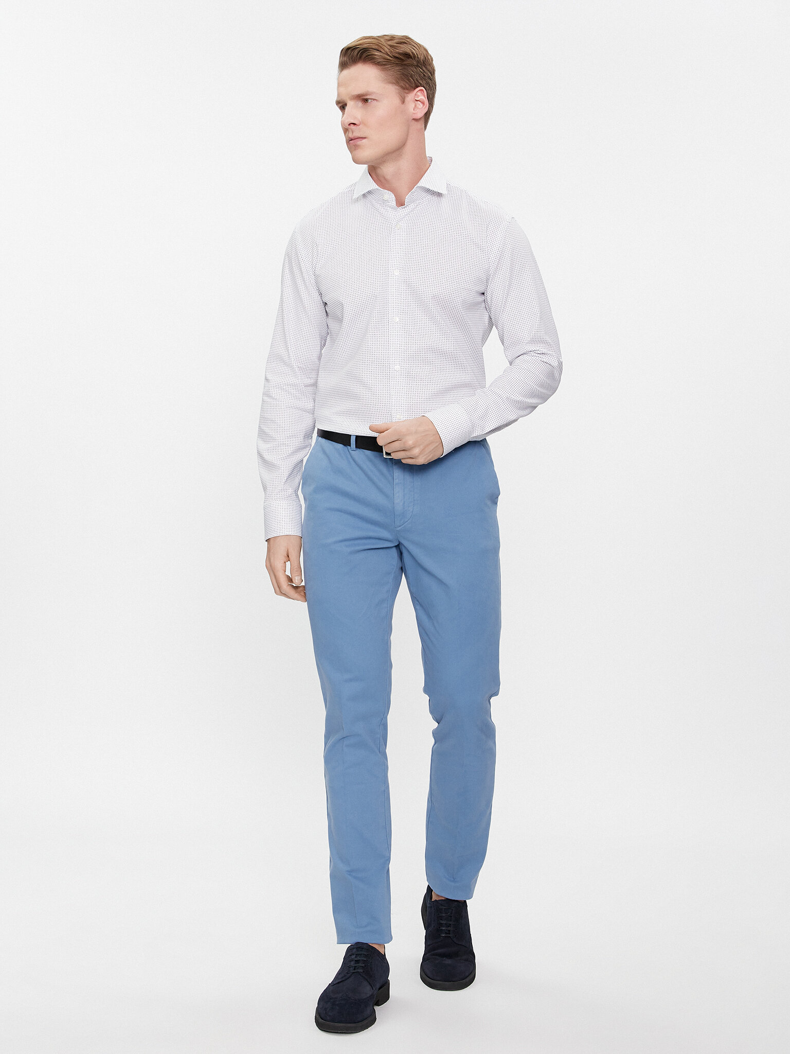Hugo Boss Belt Ring Casual Pants In Blue
