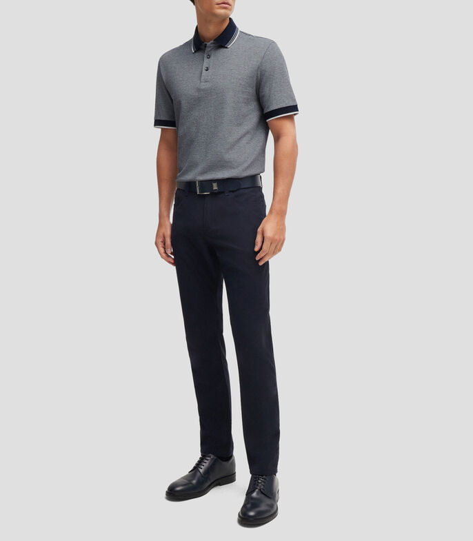 Hugo Boss Mens Dark Blue Logo-embroidered Short-sleeve Cotton Polo In Gray